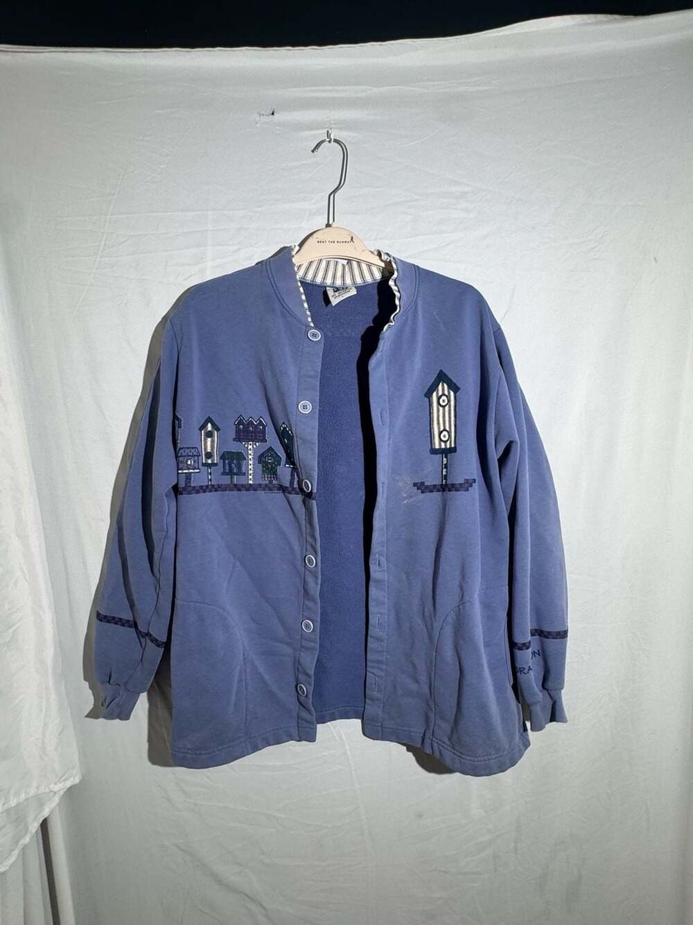 Grannycore ⁠Art Unlimited Sportswear Vintage Birdhouse Button Sweatshirt Cardiga